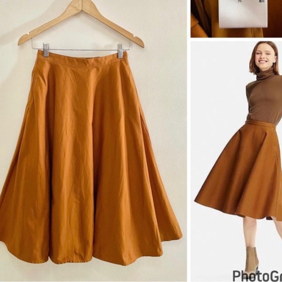 Uniqlo Burnt Orange Circle Midi Skirt XS - Picture 1 of 2